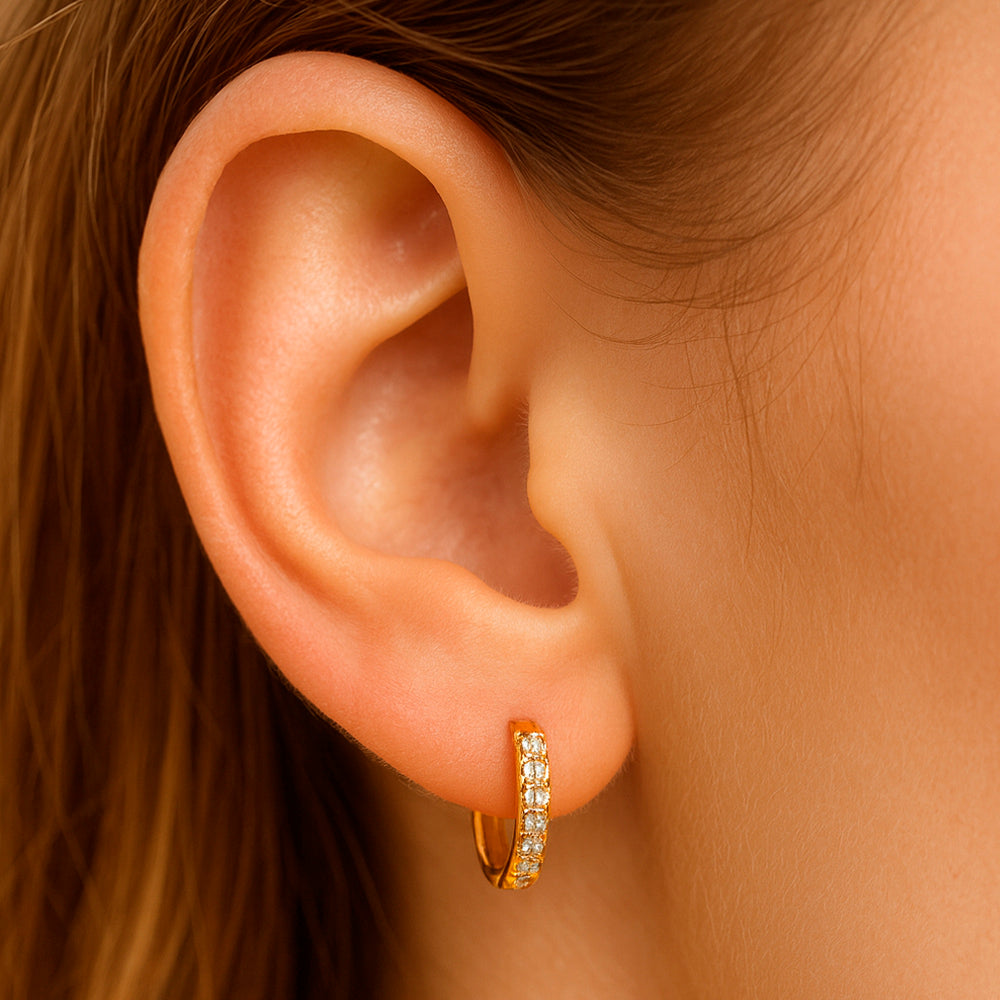 Ohrringe aus 925er Sterling-Silber, vergoldete Creolen mit Zirkonia, verschiedene Größen