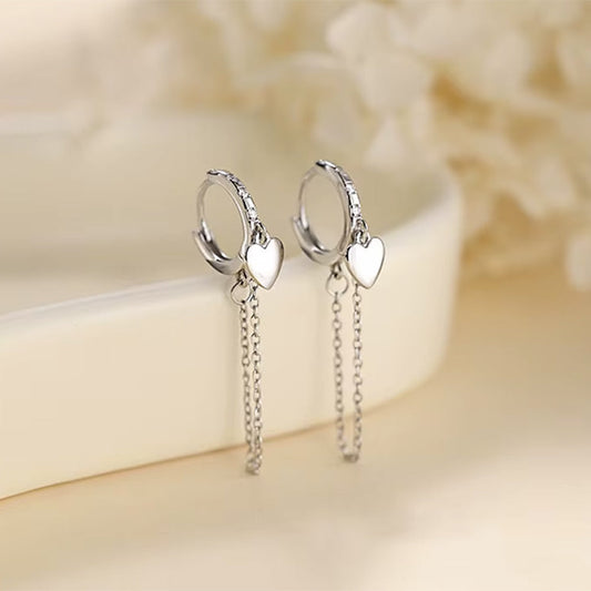 Ohrringe aus 925er Sterling-Silber, fesselndes Herz mit Zirkonia